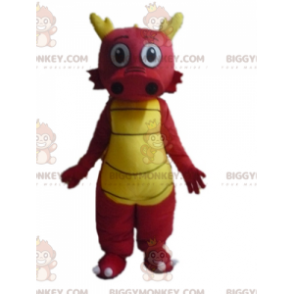 Cute and Colorful Red and Yellow Dragon BIGGYMONKEY™ Mascot