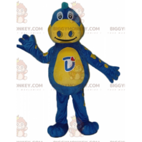 Costume da mascotte BIGGYMONKEY™ del drago blu e giallo Danone