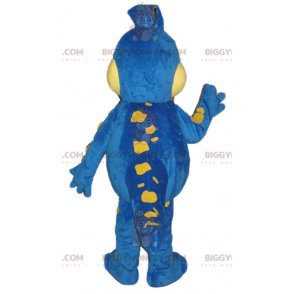 Costume de mascotte BIGGYMONKEY™ de dragon bleu et jaune Danone