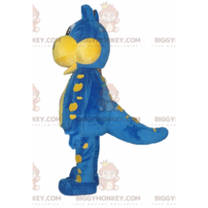 Costume de mascotte BIGGYMONKEY™ de dragon bleu et jaune Danone