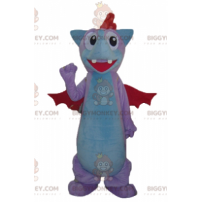 Blauwe en rode roos Bat Dragon BIGGYMONKEY™ mascottekostuum -