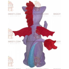 Blauwe en rode roos Bat Dragon BIGGYMONKEY™ mascottekostuum -