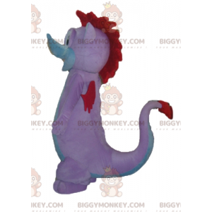 Blauwe en rode roos Bat Dragon BIGGYMONKEY™ mascottekostuum -