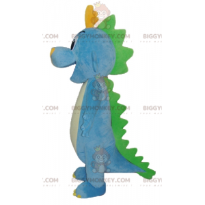 Costume da mascotte BIGGYMONKEY™ dinosauro drago blu verde e