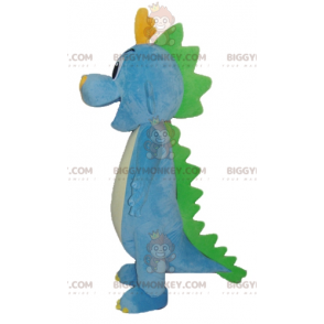 Blue Green and Yellow Dragon Dinosaur BIGGYMONKEY™ Mascot