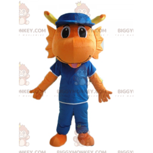 Traje de mascote de dinossauro laranja dragão BIGGYMONKEY™