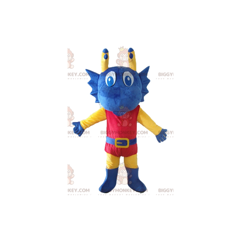 Disfraz de mascota BIGGYMONKEY™ Dragón azul, amarillo y rojo