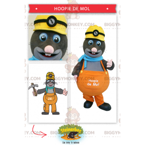 Constructie Foreman grijze mol BIGGYMONKEY™ mascottekostuum -