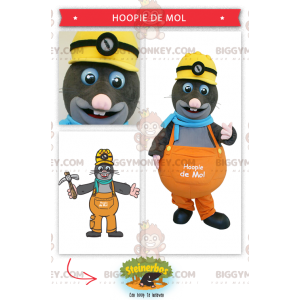 Construction Foreman Grå mullvad BIGGYMONKEY™ Maskotdräkt -