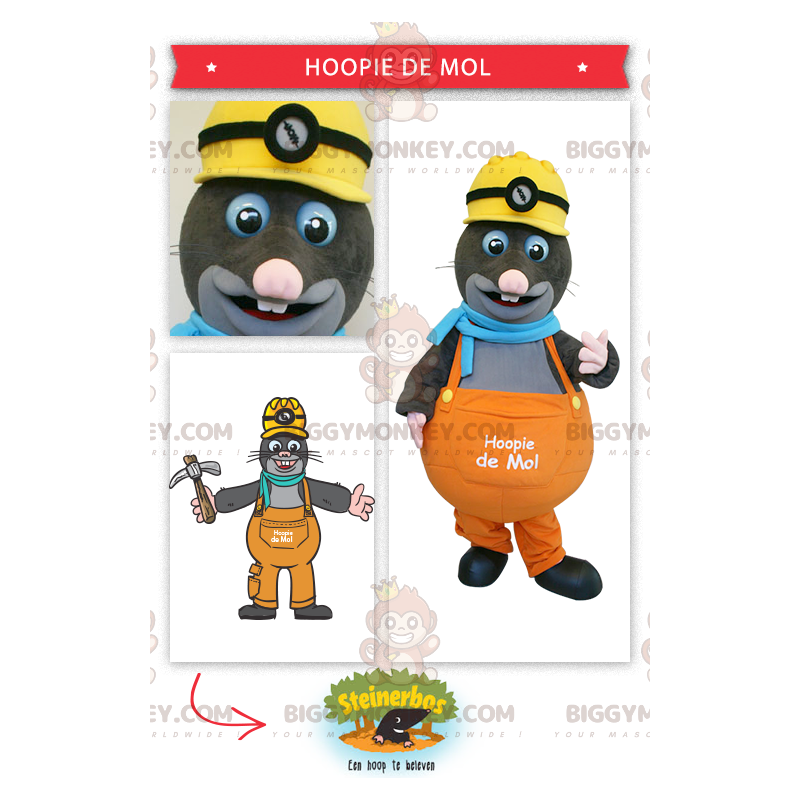 Construction Foreman Gray Mole BIGGYMONKEY™ Mascot Costume –