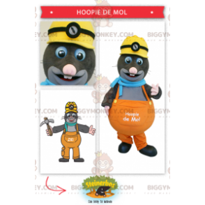 Constructie Foreman grijze mol BIGGYMONKEY™ mascottekostuum -