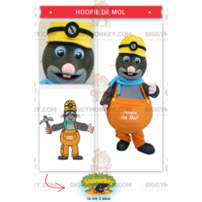 Construction Foreman Gray Mole BIGGYMONKEY™ Mascot Costume -