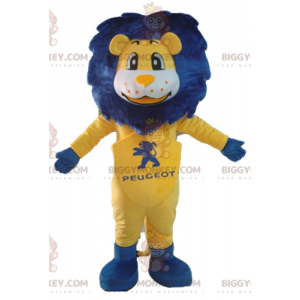 BIGGYMONKEY™ Mascot Costume White and Yellow Lion with Blue