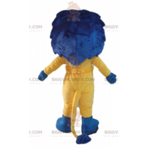 BIGGYMONKEY™ Mascottekostuum Witte en gele leeuw met blauwe