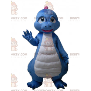 Blå Hvid Pink Drage Dinosaur BIGGYMONKEY™ maskot kostume -