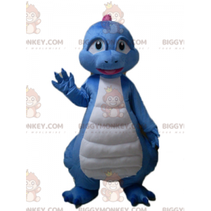 Sinivalkoinen Pink Dragon Dinosaur BIGGYMONKEY™ maskottiasu -