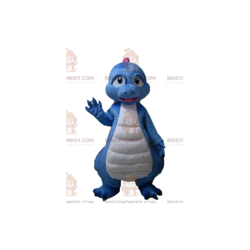 Blå Vit Rosa Dragon Dinosaur BIGGYMONKEY™ Maskotdräkt -