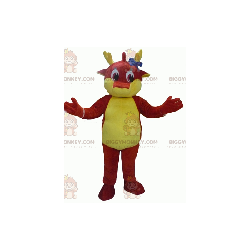 Giant Red and Yellow Dragon BIGGYMONKEY™ Mascot Costume –