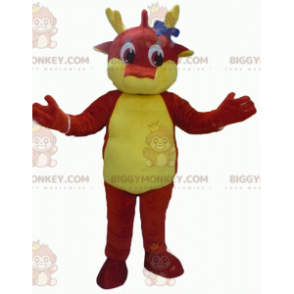 Costume da mascotte gigante rosso e giallo drago BIGGYMONKEY™ -