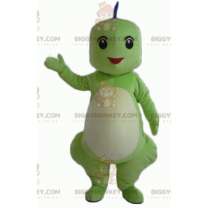 Fantasia de mascote BIGGYMONKEY™ Dragão Verde Azul Laranja