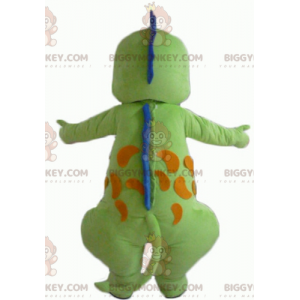 Costume de mascotte BIGGYMONKEY™ de dragon vert bleu et orange