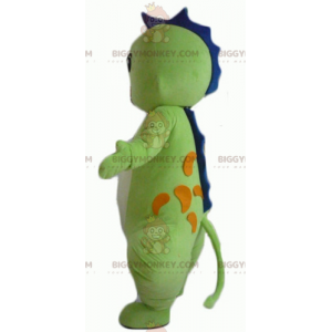 Costume de mascotte BIGGYMONKEY™ de dragon vert bleu et orange