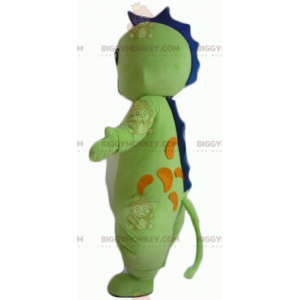 Fantasia de mascote BIGGYMONKEY™ Dragão Verde Azul Laranja
