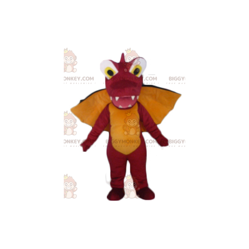Costume da mascotte gigante e impressionante drago rosso