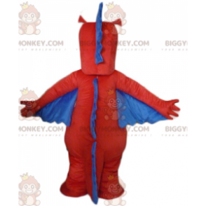 Costume da mascotte drago dinosauro rosso giallo blu