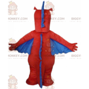 Rood Geel Blauw Dinosaurus Draak BIGGYMONKEY™ Mascotte Kostuum