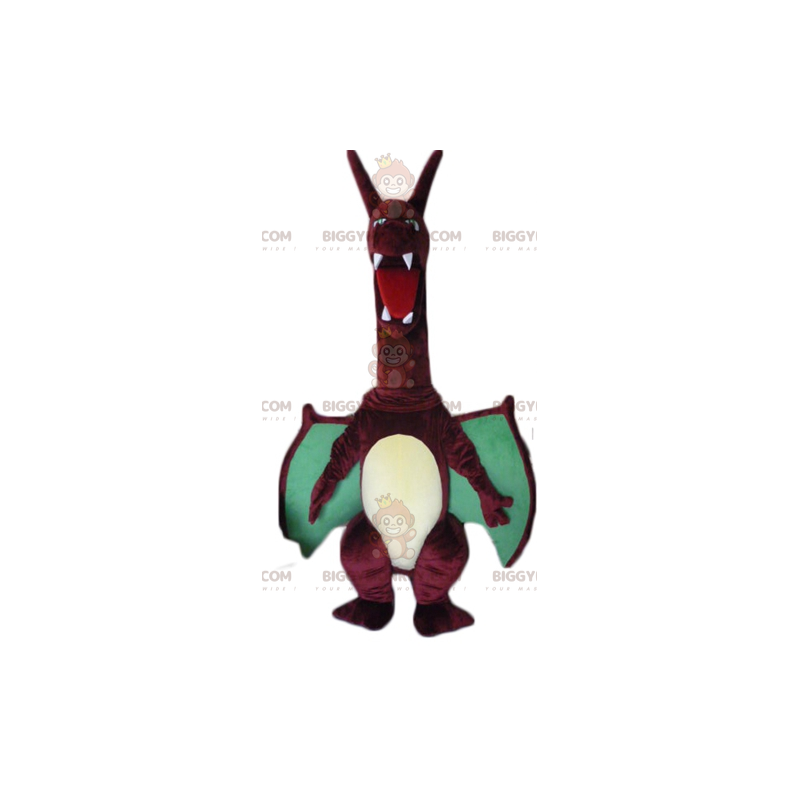 BIGGYMONKEY™ Mascot Costume Big Red and Green Dragon with Big