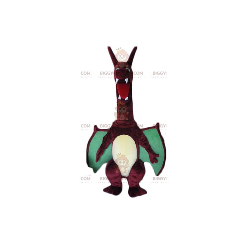 Costume de mascotte BIGGYMONKEY™ de grand dragon rouge et vert