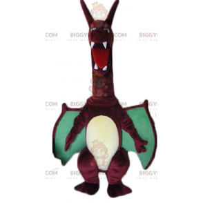 BIGGYMONKEY™ Maskotdräkt Stor röd och grön drake med stora