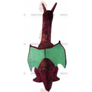 BIGGYMONKEY™ Maskotdräkt Stor röd och grön drake med stora