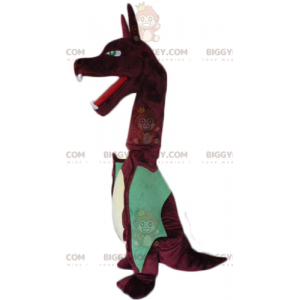 BIGGYMONKEY™ Costume da mascotte Grande drago rosso e verde con