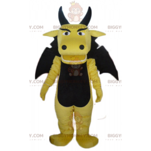 Costume de mascotte BIGGYMONKEY™ de dragon jaune et noir drôle