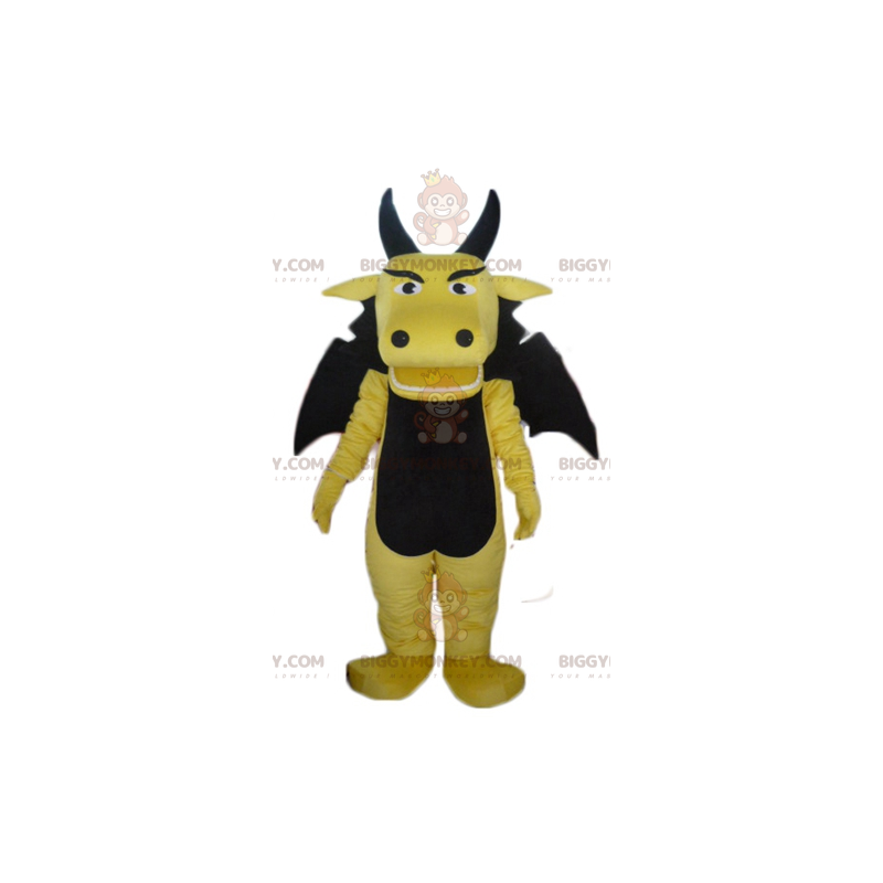 Traje de mascote de dragão amarelo e preto BIGGYMONKEY™