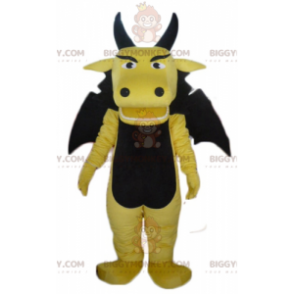 Traje de mascote de dragão amarelo e preto BIGGYMONKEY™