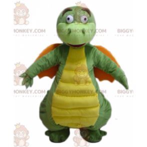 Costume de mascotte BIGGYMONKEY™ de dragon vert jaune et orange