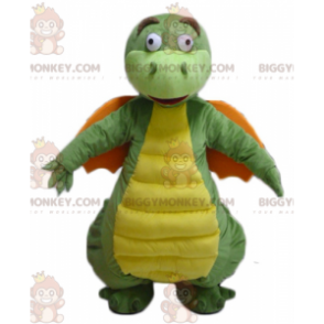 Disfraz de mascota BIGGYMONKEY™ de dragón verde, amarillo y