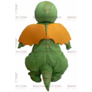 Costume de mascotte BIGGYMONKEY™ de dragon vert jaune et orange