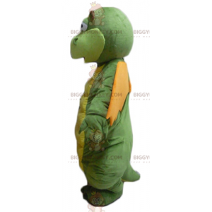 Grappig uitziende Groen Geel Oranje Draak BIGGYMONKEY™ Mascotte