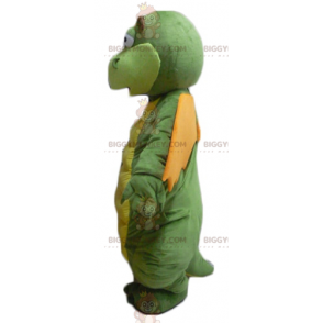 Costume de mascotte BIGGYMONKEY™ de dragon vert jaune et orange