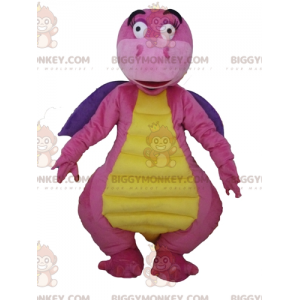 Seductor y colorido disfraz de mascota dragón rosa, morado y