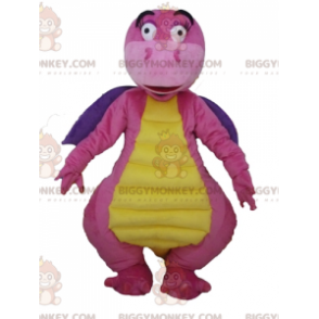 Costume de mascotte BIGGYMONKEY™ de dragon rose violet et jaune