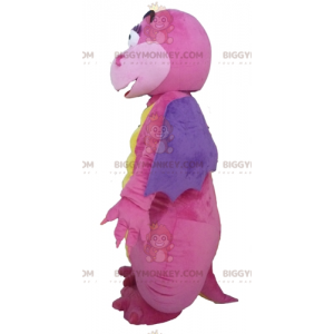 Seducente e colorato costume da mascotte drago rosa viola e