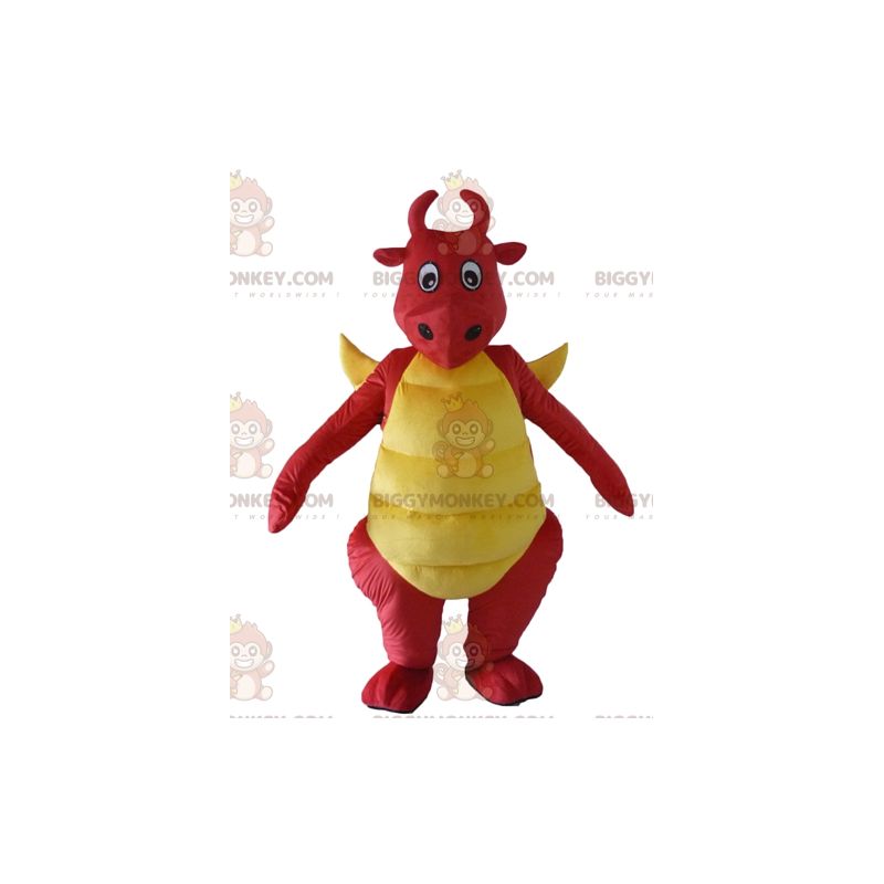 Dinosaurier Roter und Gelber Drache BIGGYMONKEY™ Maskottchen