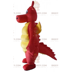 Disfraz de mascota dinosaurio dragón rojo y amarillo