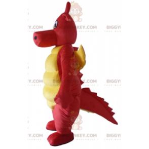 Disfraz de mascota dinosaurio dragón rojo y amarillo