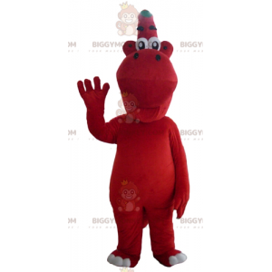 Original y simpático disfraz de mascota dragón rojo y verde